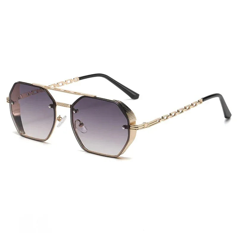 Womens Stylish Metal Chain-leg Sunglasses - Viexta