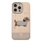 Cute Blue Milk-colored Embroidered Puppy iPhone Case - Viexta
