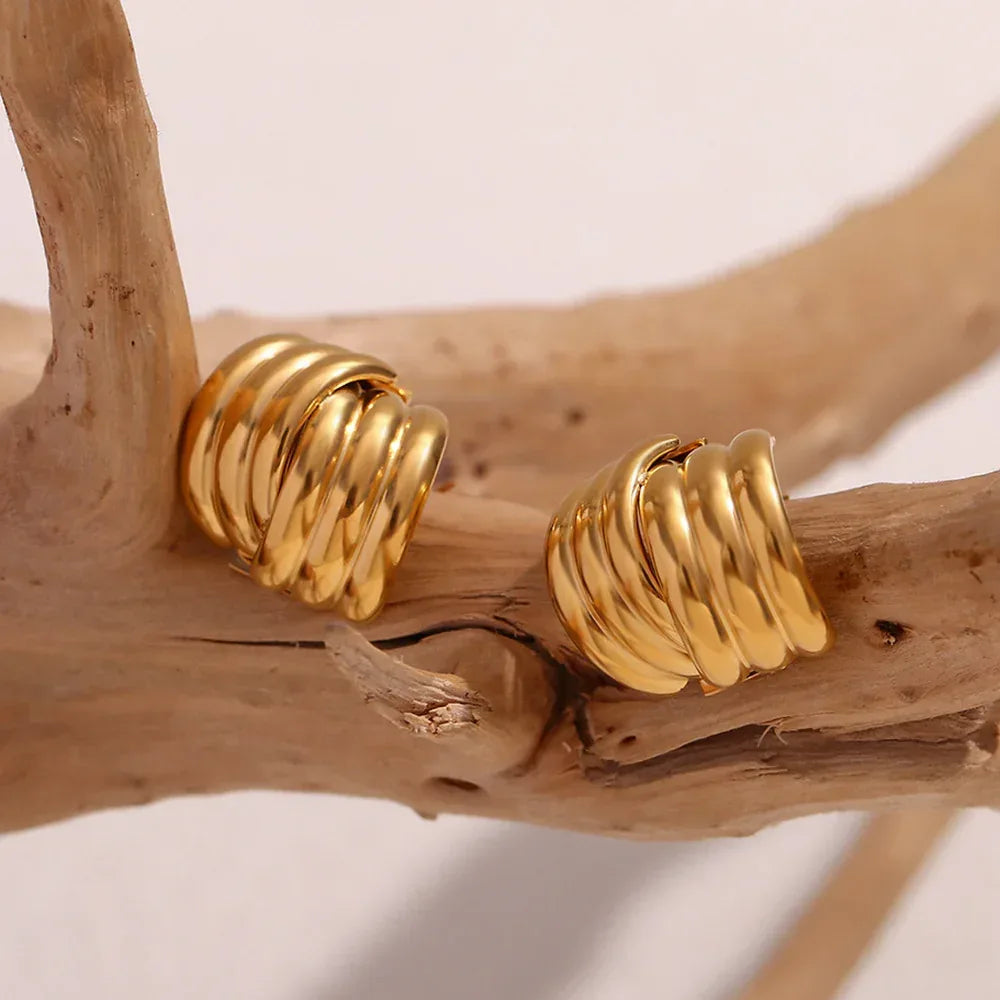 three-layer-vertical-stripe-cross-ear-studs - Viexta
