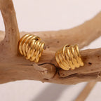 three-layer-vertical-stripe-cross-ear-studs - Viexta