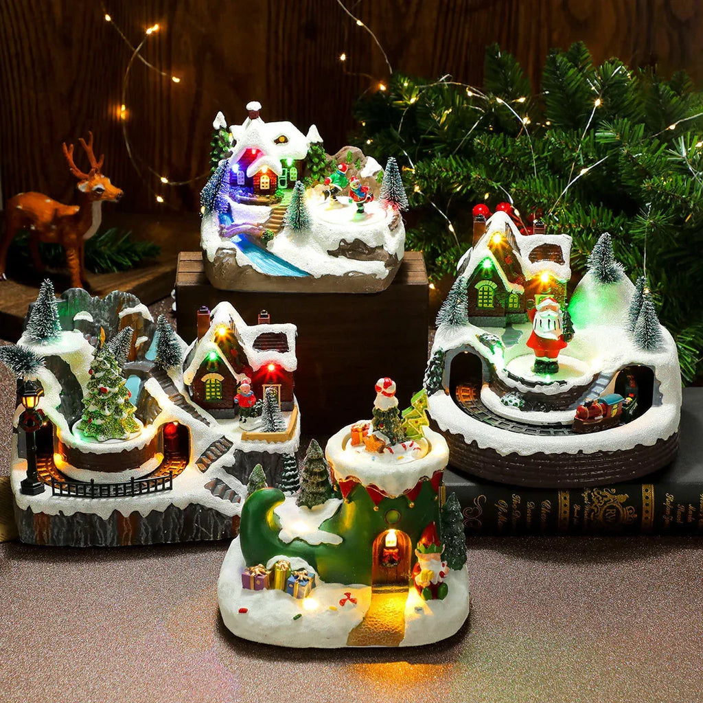 Christmas Rotating Resin Luminous Music Box Ornaments - Viexta