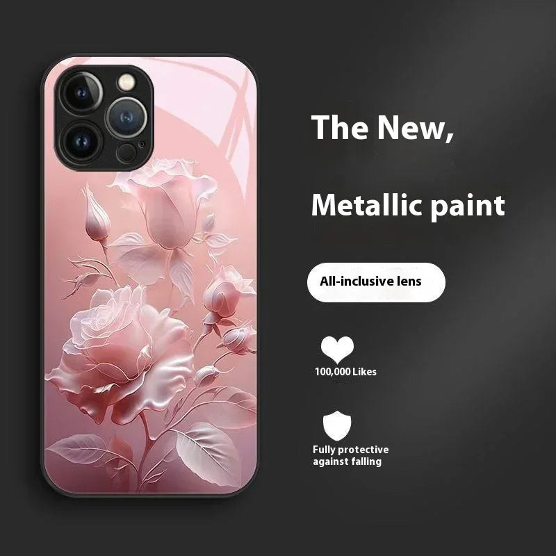 blooming-rose-glass-painted-iphone-case - Viexta