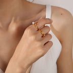 Cube Multi-Layer Diamond-Inlaid Zircon Ring