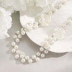fairy-style-french-pearl-camellia-double-layer-necklace - Viexta