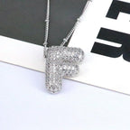 brass-zircon-bubble-letter-pendant-necklace - Viexta