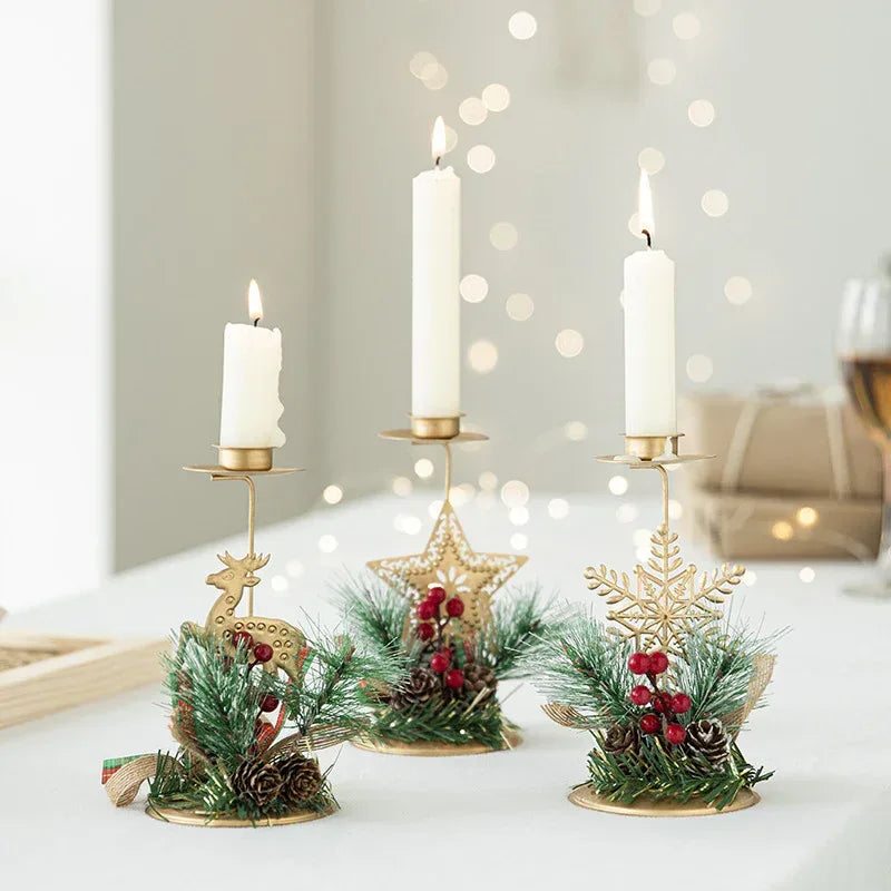 christmas-candlestick-golden-wrought-iron-window-decoration - Viexta