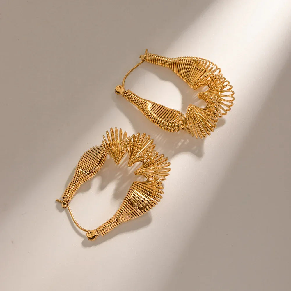 Stainless Steel Pleated Earrings - Viexta