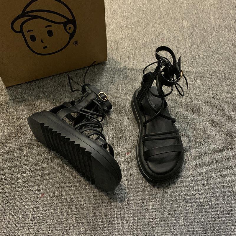 Cross Strap High-top Niche Sandal Boots - Viexta
