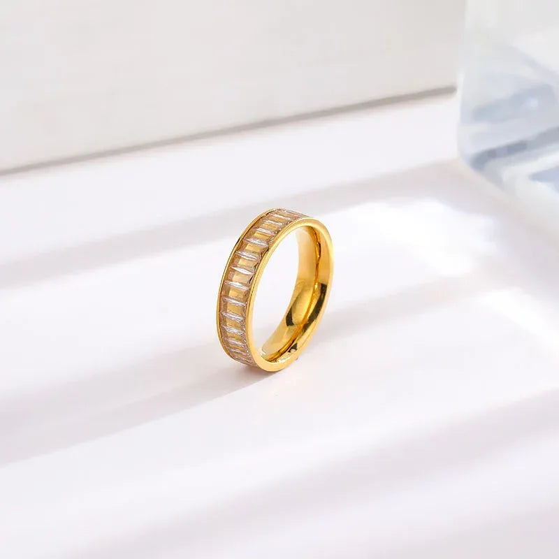 Rhinestone Titanium Steel Ring - Viexta