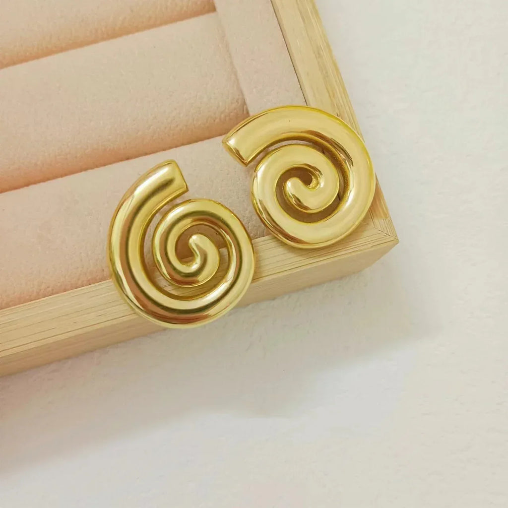18K Gold Stainless Steel Rotating Thread Earrings - Viexta