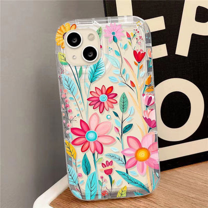 Transparent Colorful Flowers iPhone Case