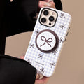 Plaid Bowknot Magnetic Stand iPhone Case