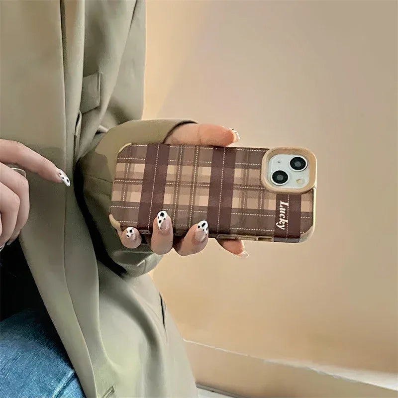 Plaid Letters Luck Phone Case - Viexta