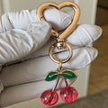 Exquisite Glitter Heart Buckle Cherry Keychain - Viexta
