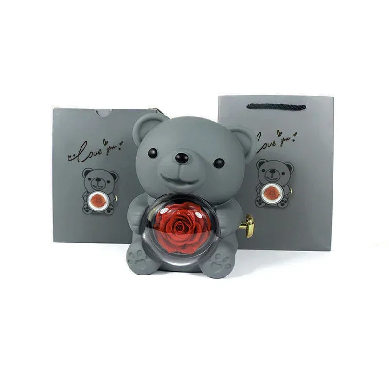 rotating-bear-gift-box-rose-jewelry-box - Viexta