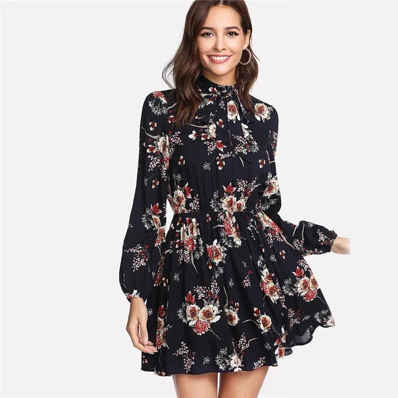 Autumn Floral Dresses - Viexta