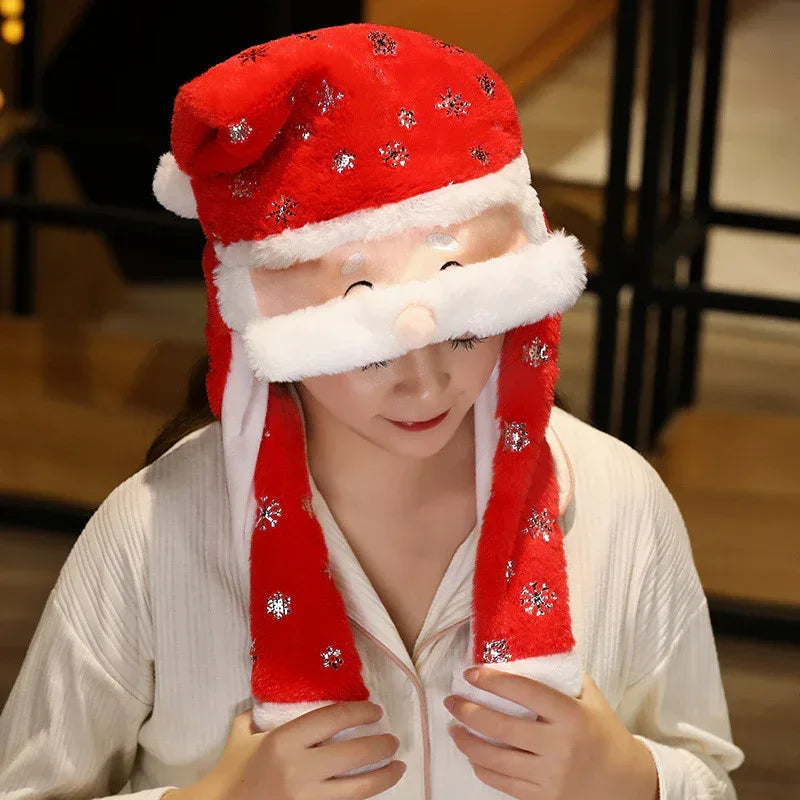 Novel Movable Christmas Santa Claus Snowman Elk Hat - Viexta