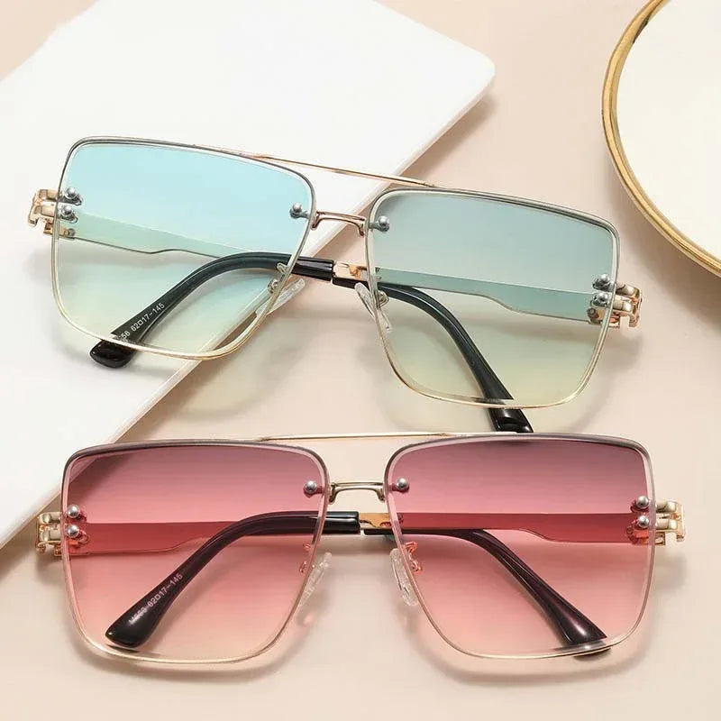 Metal Double Beam Sunglasses - Viexta