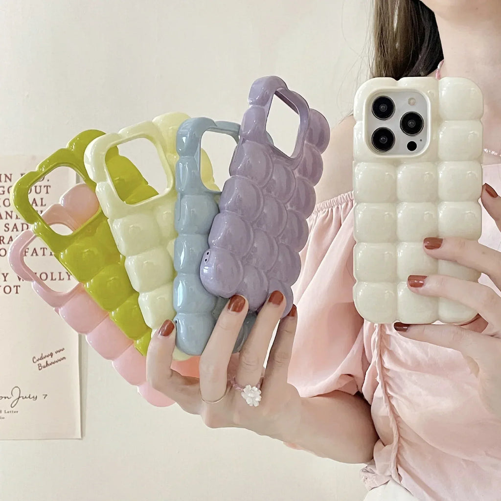 Solid Color Macarons Egg Waffle iPhone Case - Viexta