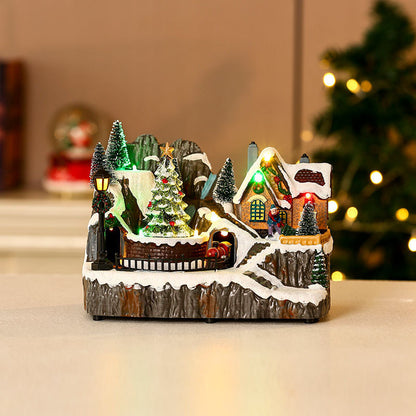 Christmas Rotating Resin Luminous Music Box Ornaments