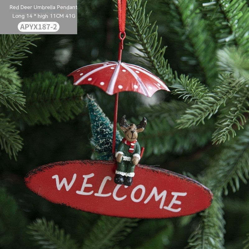 Nordic Iron Christmas Hot Air Decorations Tree Charms Hangings