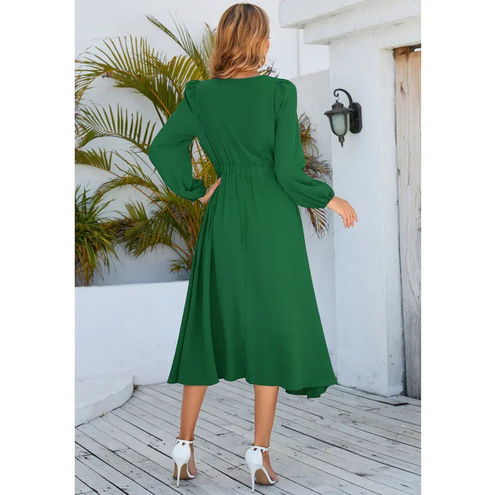 Long Sleeve Bowknot Dress - Viexta