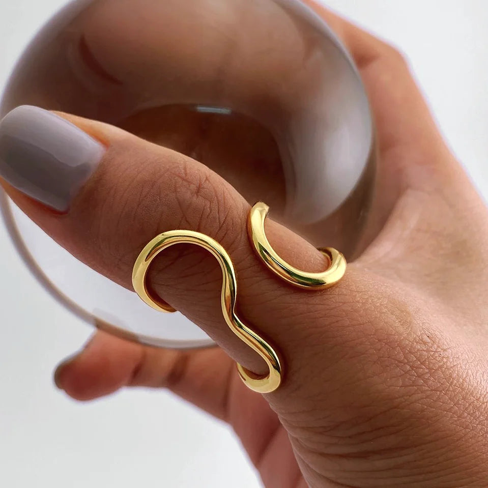 18k gold stainless steel irregular opening ring