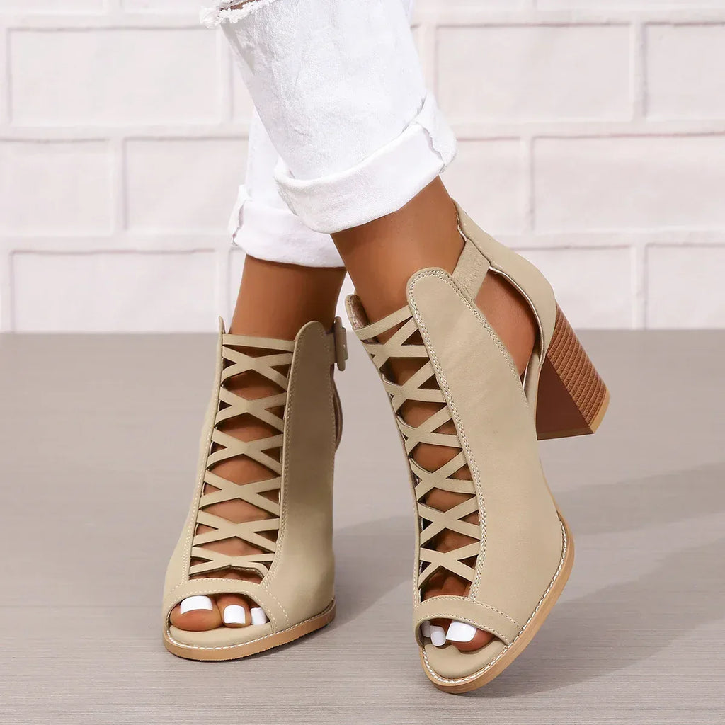 Women's Round Toe Buckle Boots - Viexta