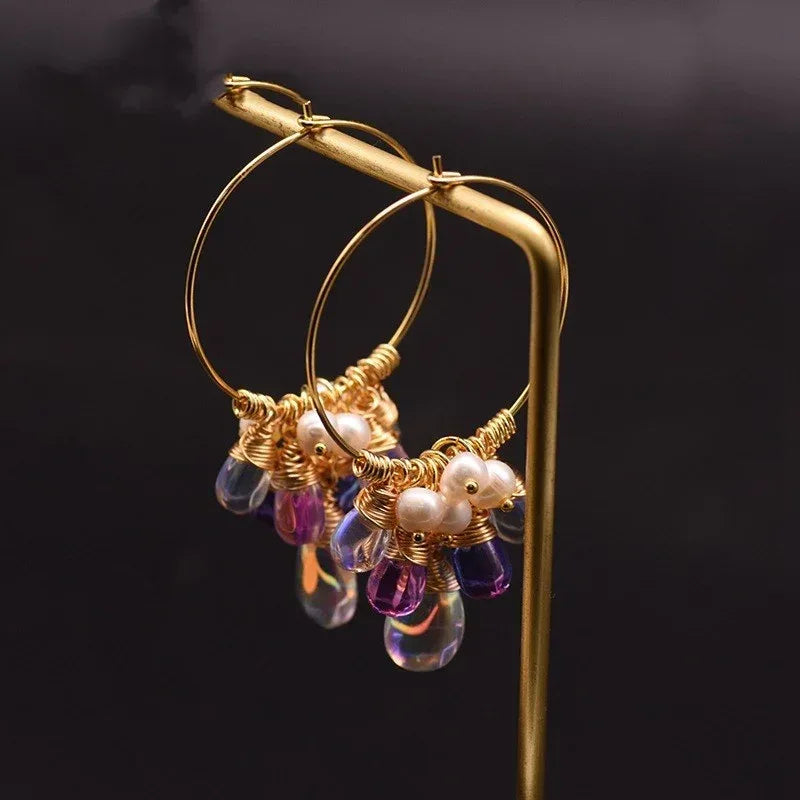 Pearl Czech crystal earrings - Viexta