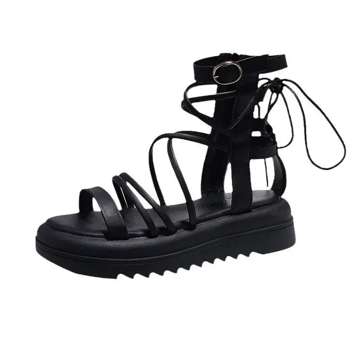 Cross Strap High-top Niche Sandal Boots - Viexta