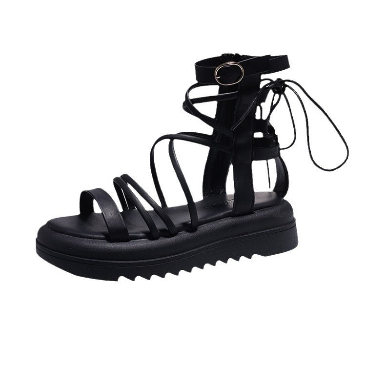 Cross Strap High-top Niche Sandal Boots