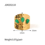 natural-gemstone-titanium-steel-open-end-ring - Viexta