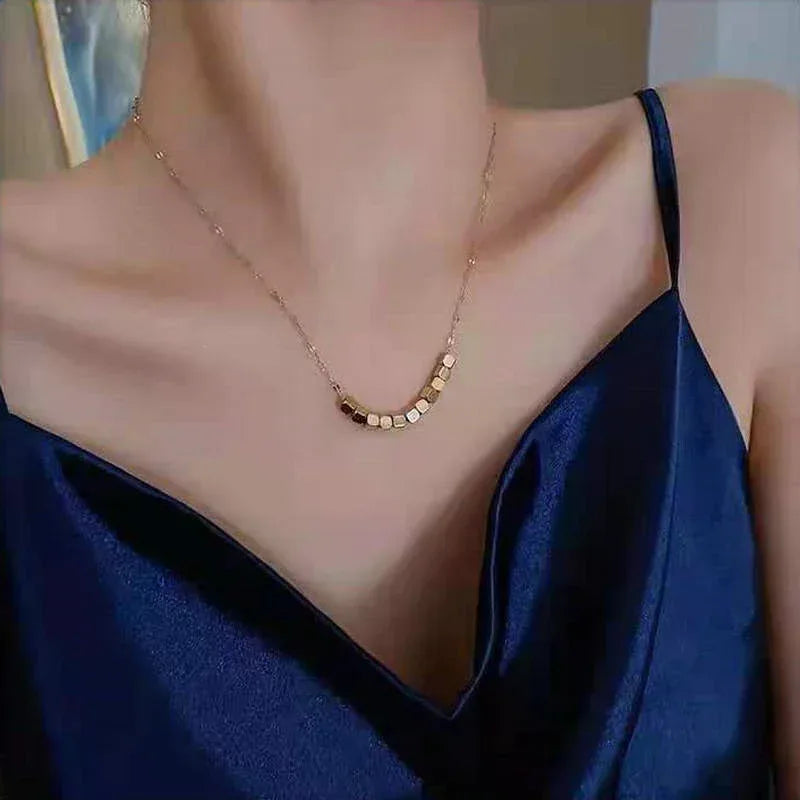14K Gold-Plated Square Pendant Neckpiece - Viexta