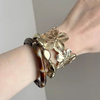3 Pcs Women's Metal Flower Bracelet