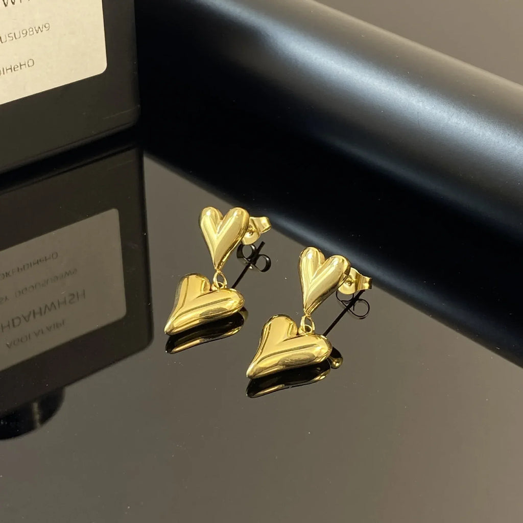 double-layers-loving-heart-earrings - Viexta