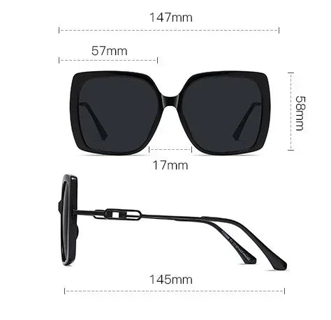 Large Framed Metal Polarized Sunglasses - Viexta