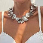 Pleated Texture Flower Necklace - Viexta