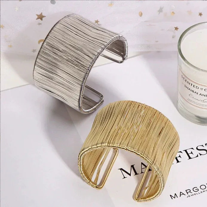 Handcrafted Gold-plated Geometric Cuff Bracelets - Viexta