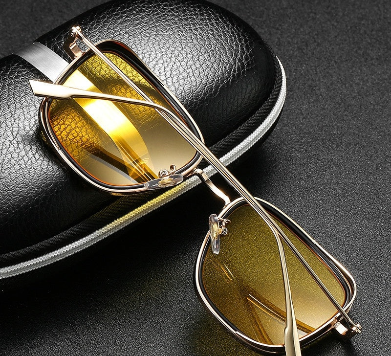 Metal Retro Square Frame Steampunk Sunglasses