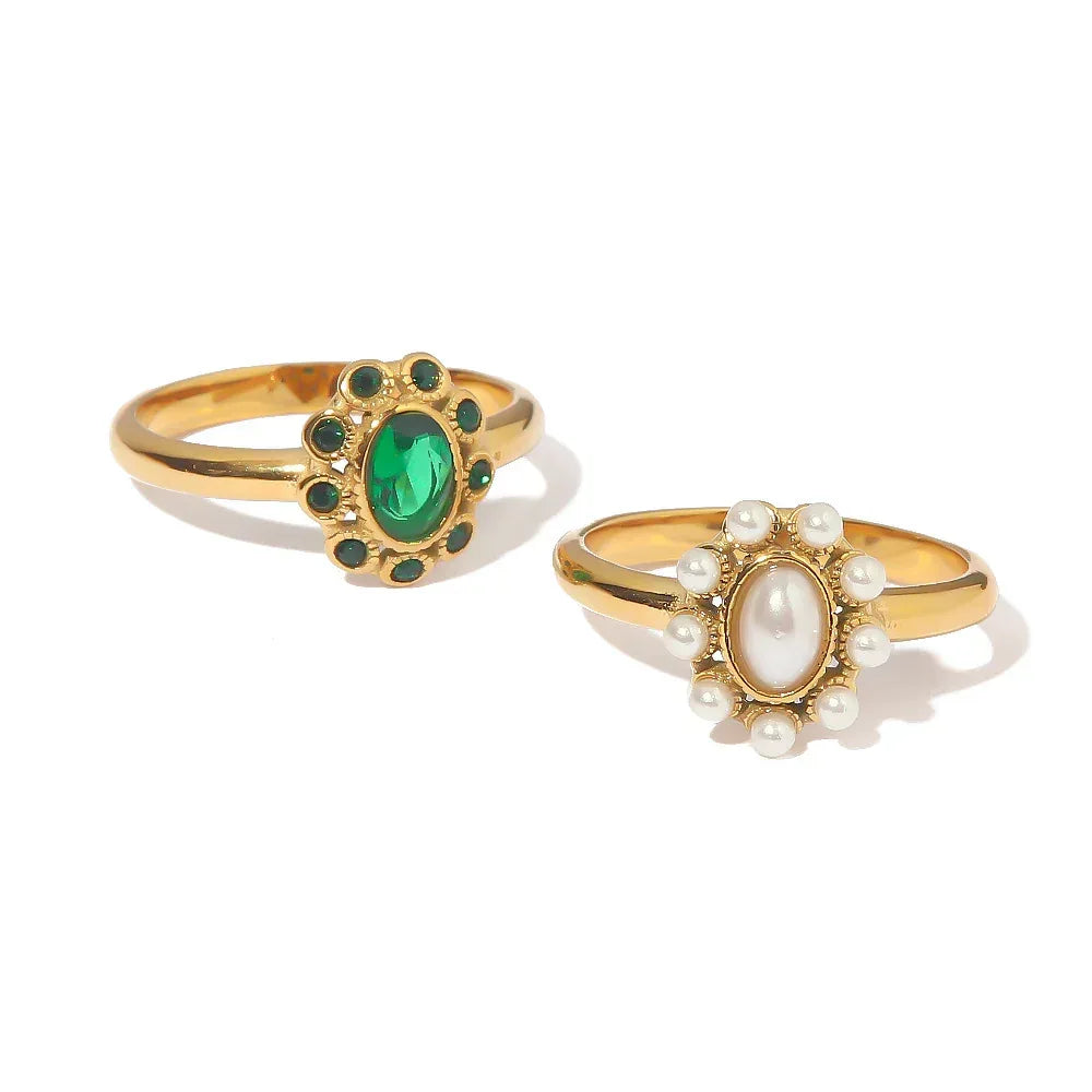 Green Zirconium white Diamond Ring - Viexta