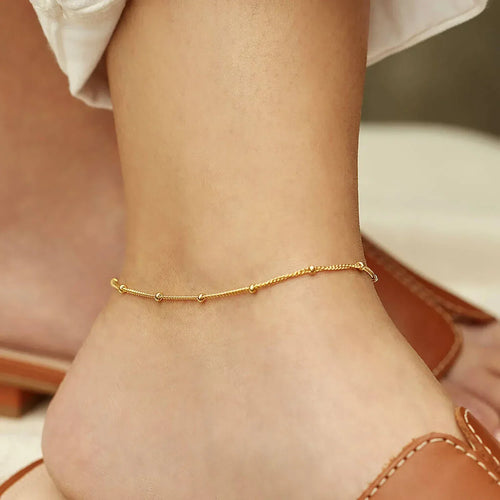 18K Gold Classic Ball Bead Anklets - Viexta