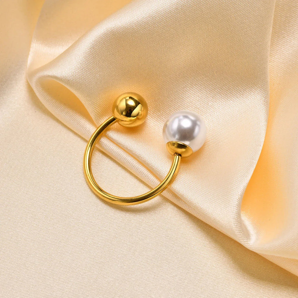 pearl-stainless-steel-adjustable-ring - Viexta