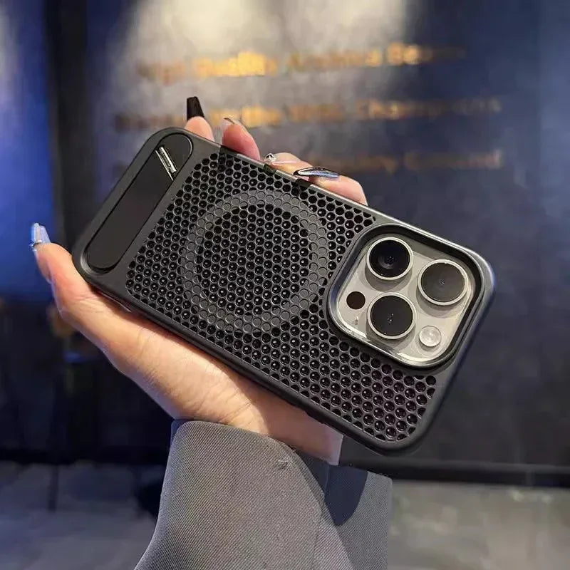 magnetic-suction-breathable-bracket-iphone-case - Viexta