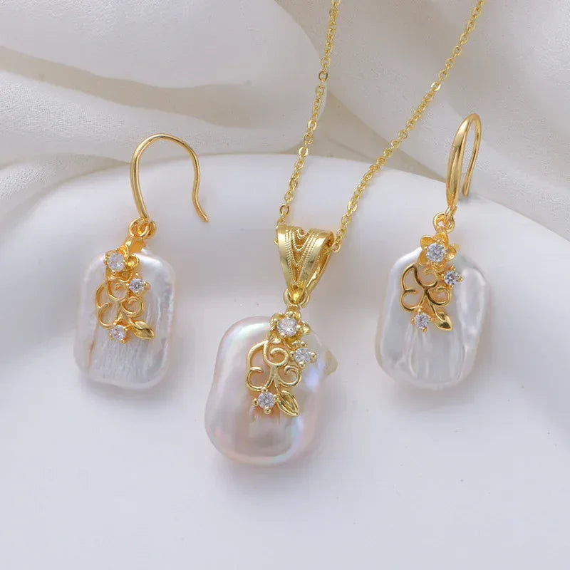 Versatile Baroque Shaped Pearl Earrings - Viexta