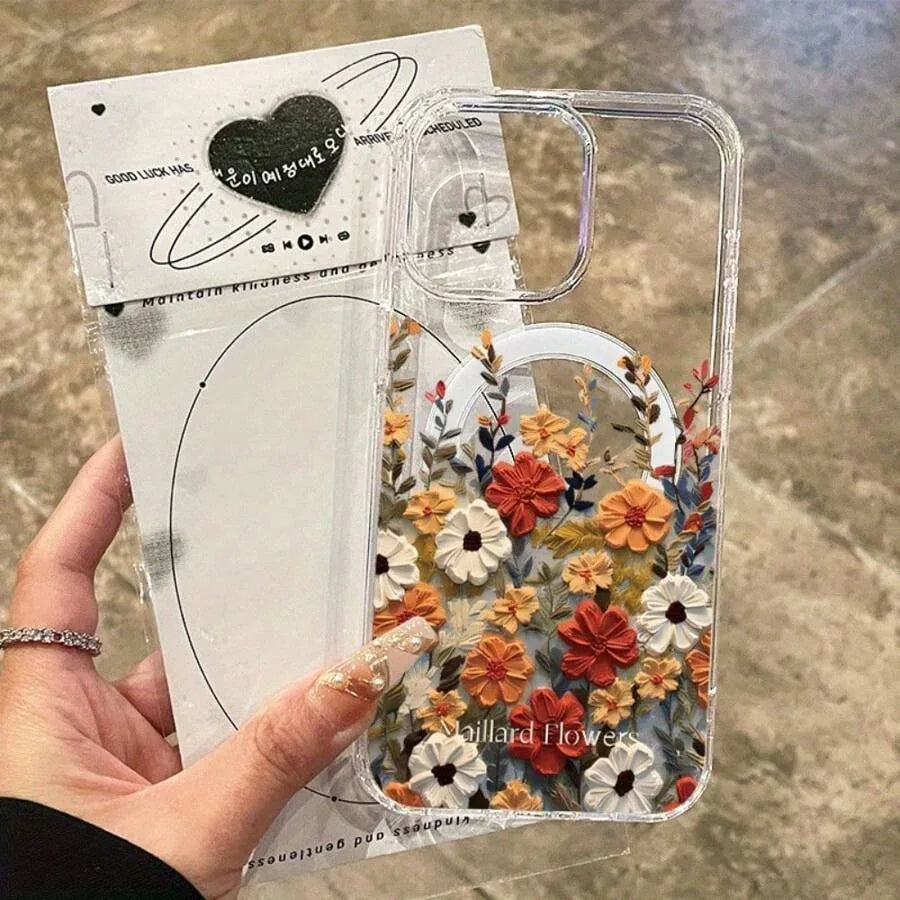 Magnetic Transparent Floral iPhone Case - Viexta