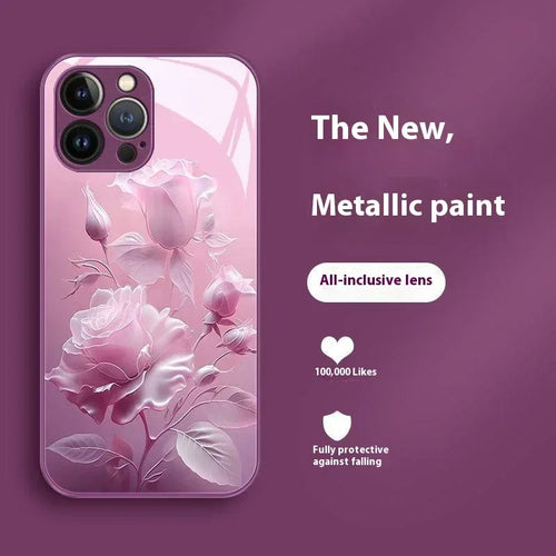 blooming-rose-glass-painted-iphone-case - Viexta