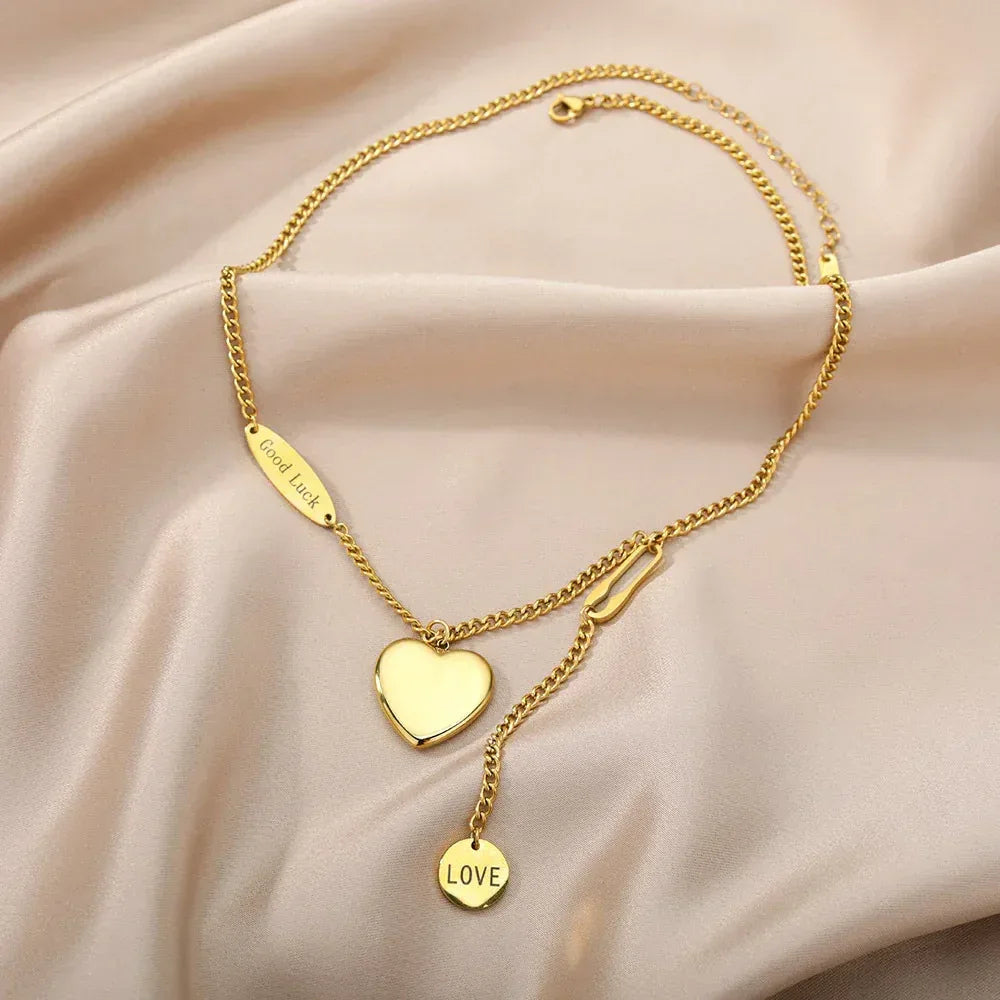 Heart Shaped Titanium Steel Necklace - Viexta
