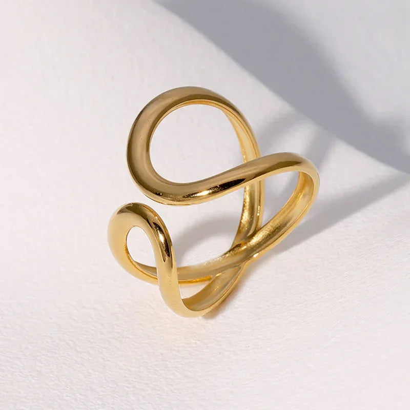 Minimalistic Personalized Gold-plated Open Ring - Viexta