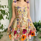 Flower Embroidery Summer Dress - Viexta
