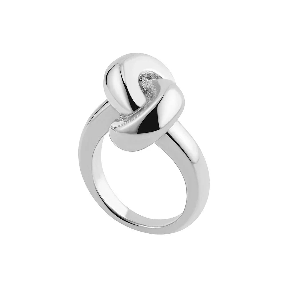 irregular-titanium-steel-ring-with-water-droplet-knot-opening - Viexta